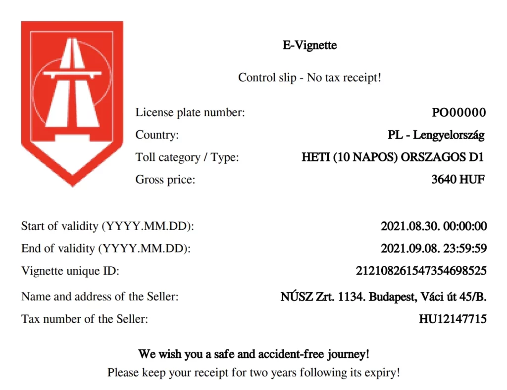 Winieta na Węgry - wygląd